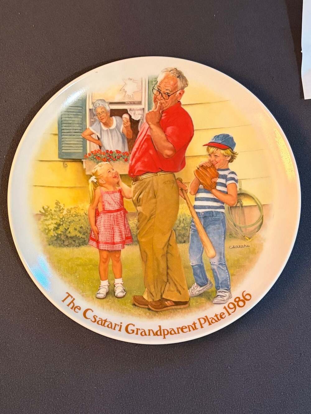 Edwin M. Knowles The Home Run Csatari Grandparent Series Collector Plate 1986